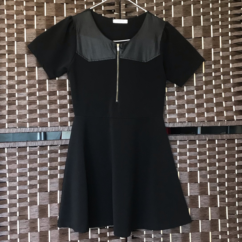 A-Line Mini Dress with Leather Detail - Picture 3 of 6